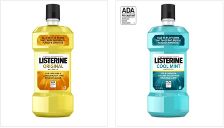 Left: Original Listerine with the title "best" underneath. Right: Listerine Cool Mint
